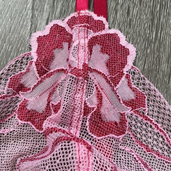 Vintage DKNY Lace Crop Cami Bralette Top Y2K Pink Medium - Picture 4 of 8